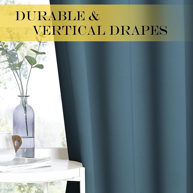 NICETOWN Blackout Patio Curtains 100 x 95 Inches Long for Sliding Door Extral Wide Blackout Curtain Panels Thermal Insulated Room Divider - Grommet Top, 100" W x 95" L, 1 Panel, Smoky Blue
