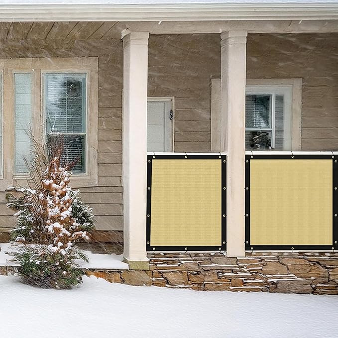 UPGRADE Privacy Screen 5' x 25' Fence Commercial Shade Cover with Brass Grommets Heavy Duty Perfect for Outdoor Back Yard, Sand, Customizable