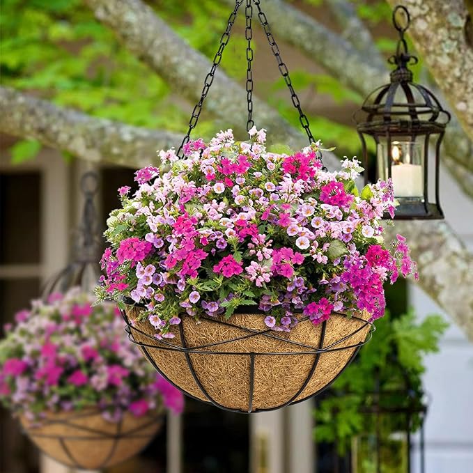 18 Inch 4 Pack Natural Coconut Fiber Liner for Hanging planters Round Coco Replacement Liners for Flower Basket Planter Large Coco Coir Pots for Outdoor Garden Plants