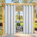 NICETOWN Greyish White Privacy Outdoor Curtain for Patio, Waterproof Thermal Insulated Room Darkening Top and Bottom Rustproof Grommets, Windbreak Drape for Porch, 1 Pack, W52 x L108 inches