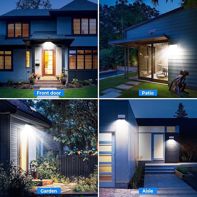 Peasur 6 Pack Solar Motion Lights Outdoor, 318 LED Solar Security Light with 3 Modes, IP65 Waterproof Powered Flood Lights for Outside Garden Patio Garage Yard Backyard