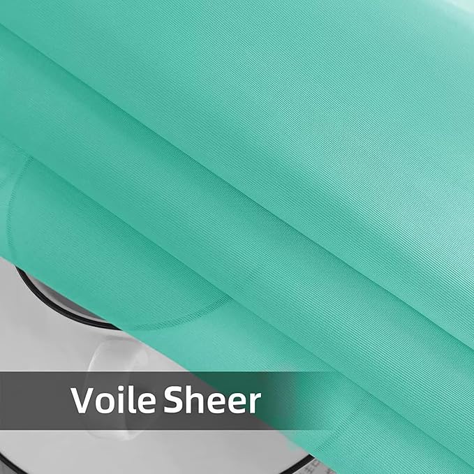 SpaceDresser Waterproof Outdoor Sheer Curtains for Patio - 4 Panels Rod Pocket Indoor Voile Sheer Curtain for Living Room,52W x 108L inch, Turquoise