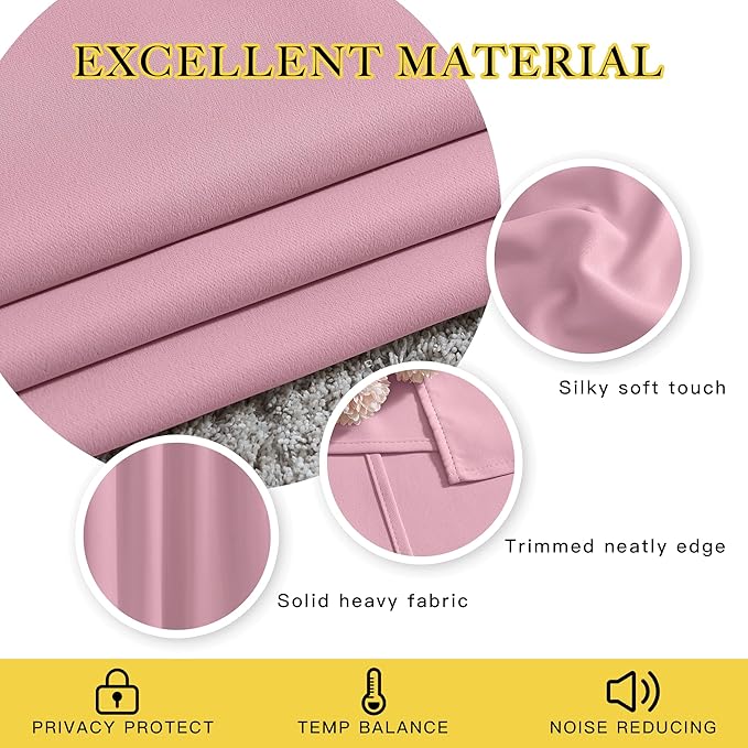 NICETOWN Blackout Room Divider Curtains for Sliding Glass Doors 102 Inches Long 1 Panel, Extra Wide Curtains for Doorway Patio Bedroom Living Room (Rouge Pink, 80Wx102L, 1 Panel)