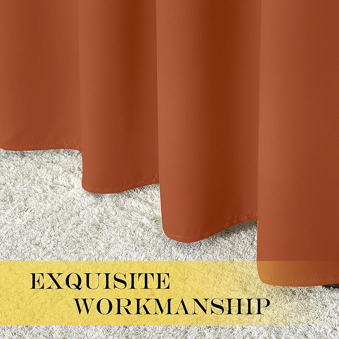 NICETOWN Blackout Sliding Glass Door Curtains, Room Darkening Thermal Insulated Curtains for Living Room Bedroom, Extra Wide Window Drapes, 1 Panel, W80 x L118, Burnt Orange