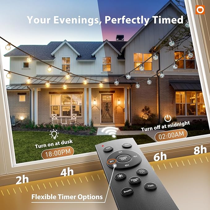 addlon Outdoor String Lights 200FT G40 with Remote, 108 LED Shatterproof Bulbs, Dimmable Patio Globe Lights Waterproof, Hanging Outside Lighting for Backyard, Garden, Deck, Balcony, Porch, Café, Decor
