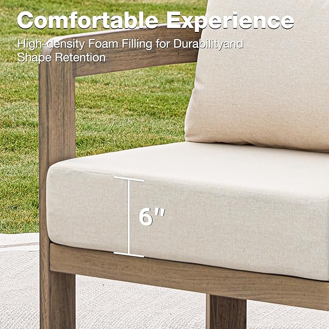 Outdoor Couch Aluminum Patio Furniture, 3-Seat All-Weather Metal Modern Patio Sofa with Washable Thick Cushion for Garden/Backyard/Porch, Beige