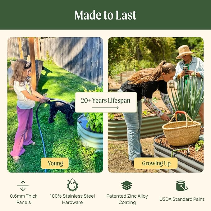 32" Extra Tall Raised Garden Bed Kits, 2 x 8 x 2.7ft Raised Planter Box Outdoor, 3.5 x 6.5 x 2.7ft Deep Root 9 in 1 Modular Metal Raised Beds for Gardening Vegetables Flowers Fruits -Terra Cotta
