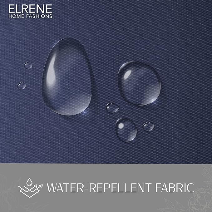 Elrene Home Fashions Matine Weatherproof Tab-Top Indoor/Outdoor Solid Color Curtain Panel for Porch, Pergola, Patio, Deck, 52”W x 108”L, Blue