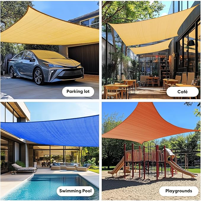 Quictent 20X20FT 185G HDPE Square Sun Shade Sail Canopy 98% UV Block Outdoor Patio Garden with Hardware Kit (20 x 20 ft, Grey)
