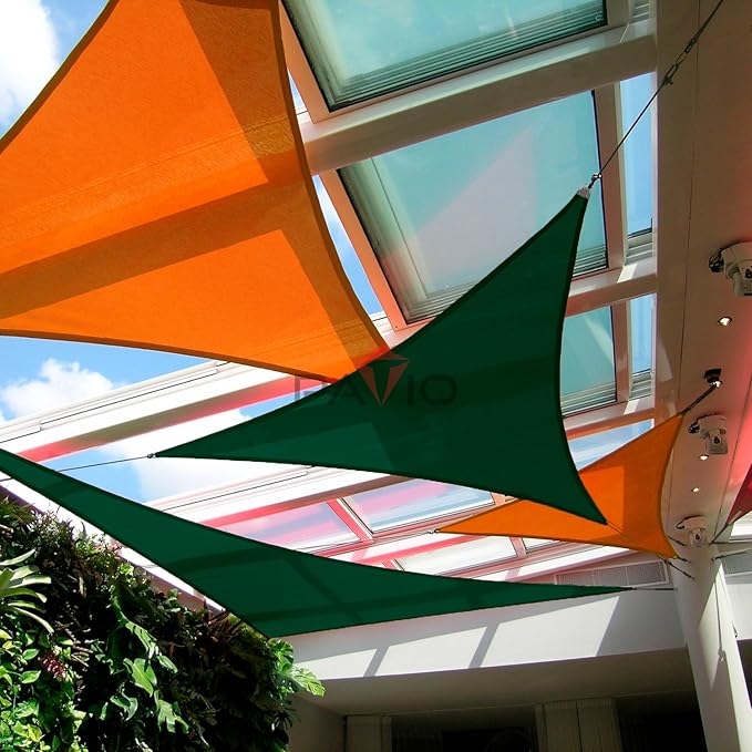 Patio Paradise 20' x 20' x 19'10" Sun Shade Sail Triangle Canopy, Permeable Shade Cloth Fabric Sunlight Block Patio Cover HDPE Deck Awning for Outdoor Backyard Pergolas Roof Shading, Green