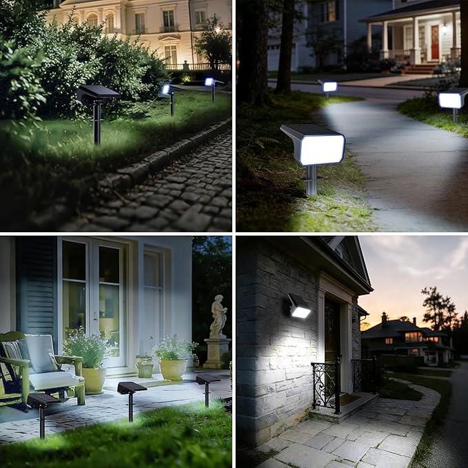 Fabrito Solar Spot Lights Outdoor 8 Pack, [108Leds, 4 Modes] Auto On/Off Spotlights, IP67 Waterproof Landscape Lights for Tree, Yard, Patio, Pool, Pathway, Driveway, Cool White