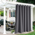 RYB HOME Outdoor Curtains for Patio Waterproof Block Sunlight Thermal Insulated Privacy Assured Thick Outside Curtains for Porch, Gazebo, Pergola, W84 x L108, Grey, 1 Panel