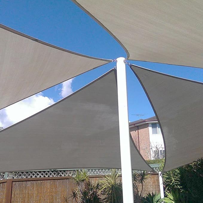 E&K Sunrise 11' x 11' x 11' Sun Shade Sail Triangle Canopy Shade Cover UV Block for Patio Backyard Garden Outdoor (Light Gray)