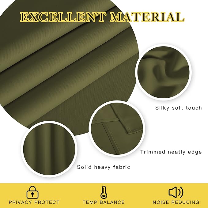 NICETOWN Patio Door Curtain Sound Blocking, Bedroom Privacy Room Divider Curtain, Thermal Insulated Blackout Closet Sliding Door Shade (1 Panel, 100" Wide x 120" Long, Olive Green)
