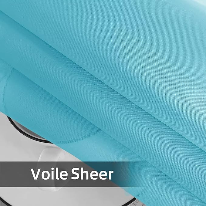 SpaceDresser Waterproof Outdoor Sheer Curtains for Patio - 4 Panels Rod Pocket Indoor Voile Sheer Curtain for Living Room,52W x 120L inch,Aqua