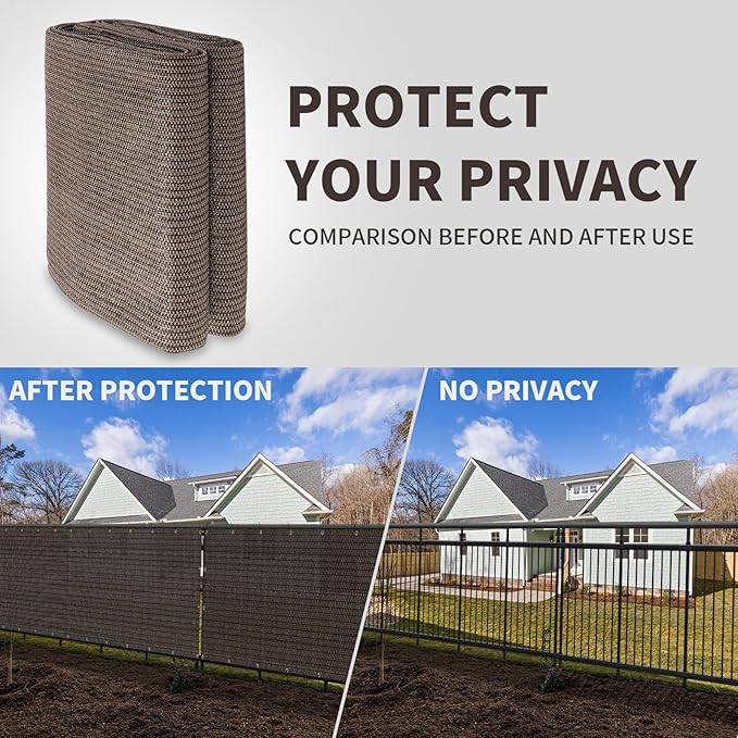 LOVE STORY Custom Size 2'6''x10' Brown Balcony Privacy Screen,UV Block Privacy Fence Screen,90% Shield for Outdoor Pool Garden Apartment Railing
