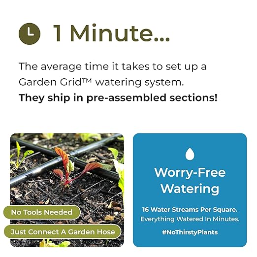 Garden Grid Watering System | Raised Garden Bed Drip Irrigation System – But Better | Pre-Assembled, Waters Every Plant Evenly, 1-Minute Setup | Square Foot Gardening Grid | US-Made (Cornerless, 2x6)