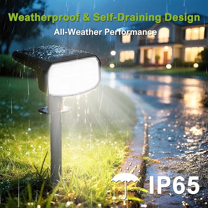 DAMINY Solar Spotlights Outdoor Waterproof IP65,2 CCT(Warm White & Cool White),4 Lighting Modes Solar spot Lights for Yard,Garden,Pathway,Landscape,Auto On/Off-6 Pack