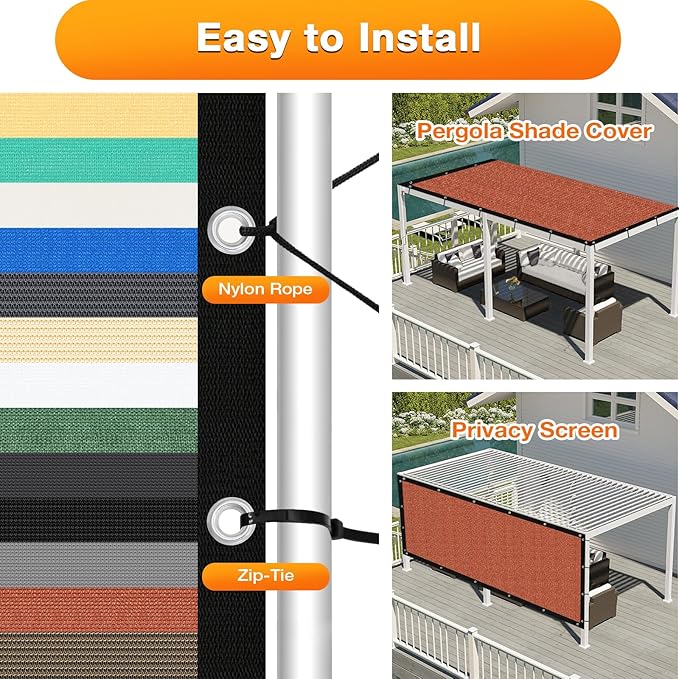 Artpuch 90% Sun Shade Cloth, 5 x 9 FT Pergola Shade Cover Canopy with Grommets, Sun Screen Fabric Tarp for Patio, Outdoor, Garden, Backyard, Rust Red