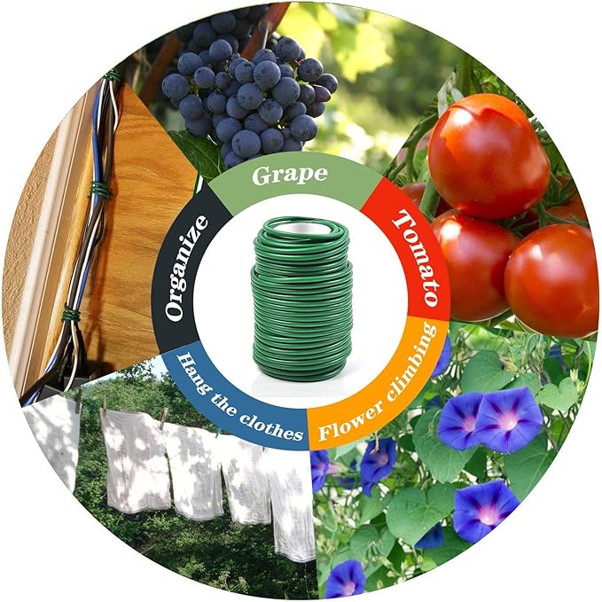 Decoroca Soft Plant Ties for Support - 65.6' Reusable Waterproof Plant Wire, 3.5mm Garden Twist, for Indoor & Outdoor Plants and Home Organizing（1pc/Green）