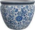 Red Lantern Large 22" Porcelain Fishbowl Blue & White Floral Planter