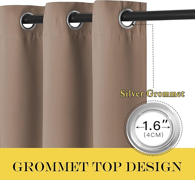 NICETOWN Blackout Curtains for Sliding Glass Door Room Divider Noise Reduce Curtain Panel Portable Window Screen Sliding Partition, W100 x L102 inches, 1 Panel, Cappuccino