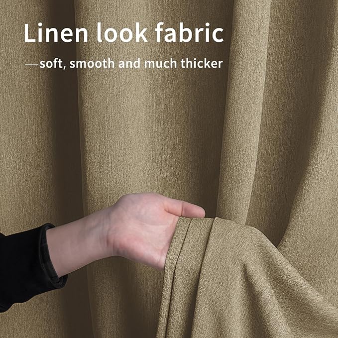 Easy-Going Linen Look Outdoor Curtains Waterproof Windproof Porch Curtains, Soft Thicken Outdoor Privacy Curtains for Patio, Gazebo, Grommet Top and Tab Bottom Drape, 1 Panel, 54x120 inch, Khaki