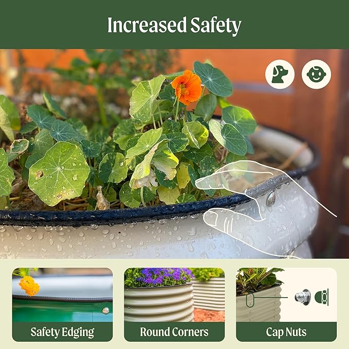 32" Extra Tall Raised Garden Bed Kits, 3.5 x 3.5 x 2.7ft Raised Planter Box Outdoor, 2 x 5 x 2.7ft Deep Root 4 in 1 Modular Metal Raised Beds for Gardening Vegetables Flowers Fruits - British Green