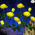 GONIMY Outdoor Realistic Solar Powered Rose Flower Lights Stake,2 Pack 10 Rose Solar Garden Decorative Waterproof Lights for Backyard Patio Pathway Xmas Decoration-Yellow