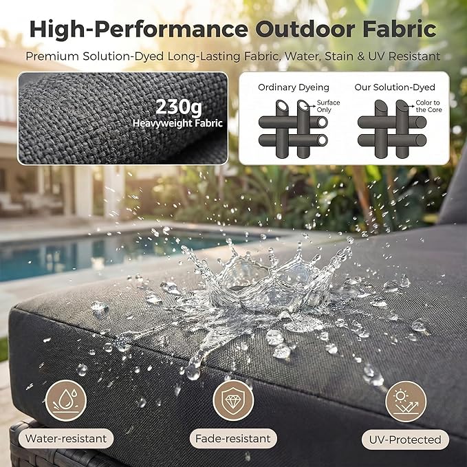 NICESOUL 8 Seater Modern Luxury Outdoor Furniture Set, Extra Large PE Wicker Patio Modular Sectional Sofa with Ottoman, 29.3'' High Back L-Shaped All-Weather Conversations, Deep Seated Grey Color