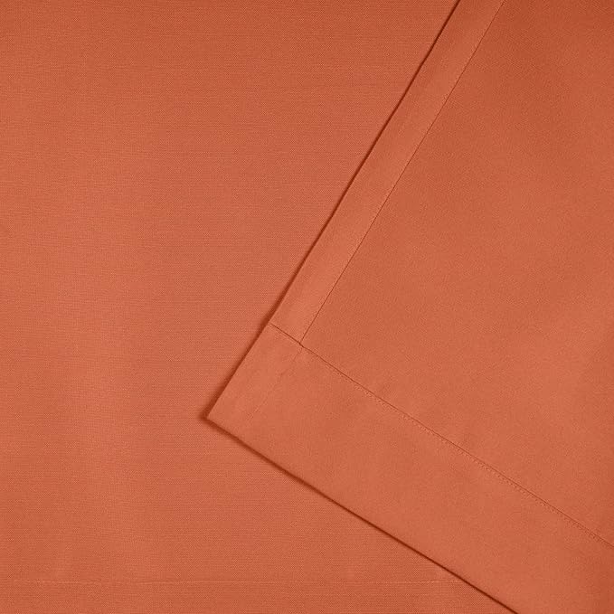 Exclusive Home Cabana Solid Indoor/Outdoor Light Filtering Hook-and-Loop Tab Top Curtain Panel Pair, 54"x96", Mecca Orange
