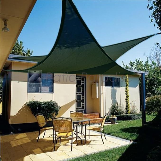 Patio Paradise 11' x 11' x 11' Sun Shade Sail Triangle Canopy Shade Cloth Fabric Sunlight Block Patio Pergola Cover HDPE Deck Awning for Outdoor Backyard Roof Shading, Green