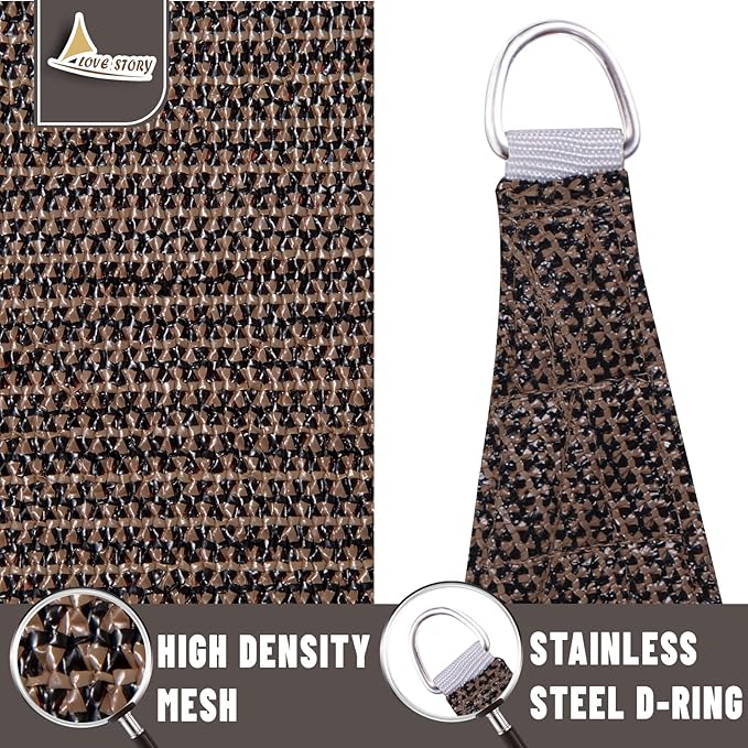 LOVE STORY Custom Size 6'x15' Brown Sun Shade Sail Rectangle UV Block Canopy Patio Sail Sunshades Fabric for Outdoor Garden Carport (We Make Custom Size)