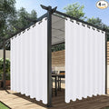 HolidayIdeas Extra Wide Outdoor Curtains for Patio Waterproof, 4 Panels - 110 x 84 Inch - Privacy & Light Filtering Curtains White Grommet Outside Curtains for Porch, Gazebo, Pergola, Backyard