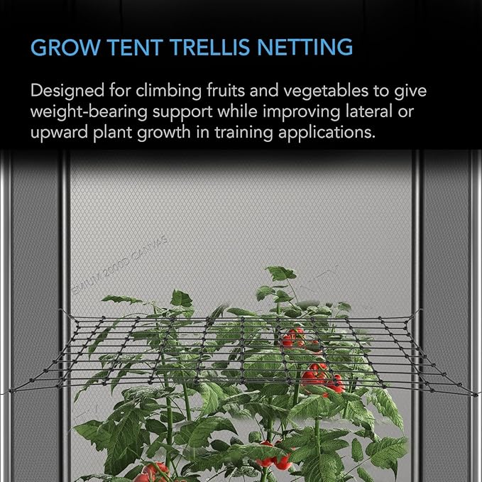 AC Infinity Grow Tent Trellis Netting 3x3', Heavy-Duty Elastic Plant Net with Steel Hooks, Flexible Hydroponics Support for Grow Tents, Gardening, and Horticulture