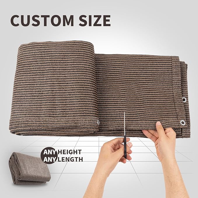 LOVE STORY Custom Size 3'x6' Brown Balcony Privacy Screen,UV Block Privacy Fence Screen,90% Shield for Outdoor Pool Garden Apartment Railing