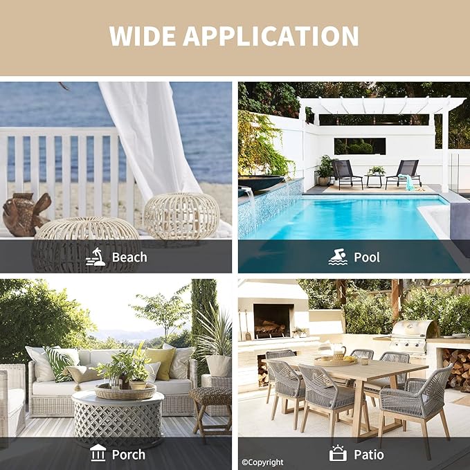 DIVA EN CAMINO DEC Waterproof Outdoor Curtain W105 x L84 - Grommet Top Sunlight Blocking Window Treatment Drapes Blackout Curtains for Home Bedroom Living Room Outdoor Patio Porch (Beige, 2 Panels)