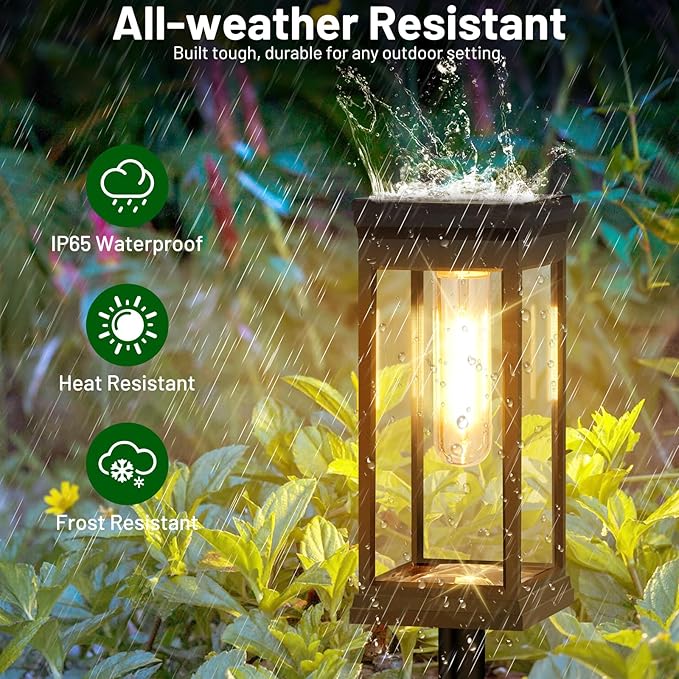 BesLowe Upgraded Solar Pathway Lights Outdoor, 8-Pack Large LED Solar Light Outdoor Waterproof, Super Bright Outside Lights for Yard, Sun-Powered Landscape Lighting for Garden Walkway, Warm White