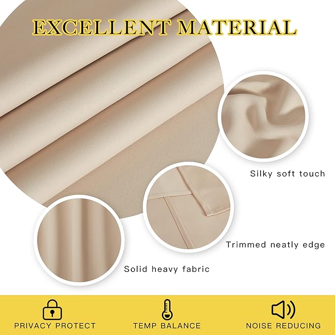 NICETOWN Blackout Curtain 102 inch Length, Grommet Thermal Curtain Room Darkening Sound Blocking Window Drape for Sliding Glass Door/Living Room (Biscotti Beige, W66 x L102, 1 Panel)