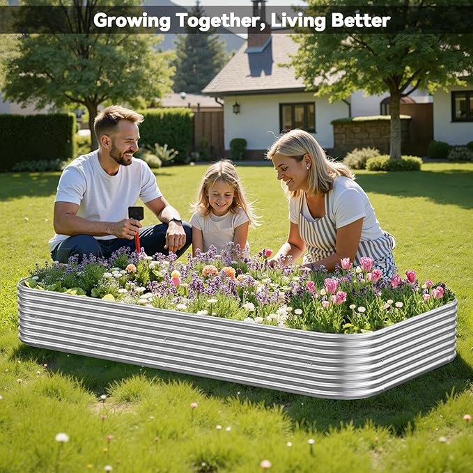 3 Pack 6x3FT Corrugated Galvanized Steel Raised Garden Bed Outdoor, Metal Above Ground Garden Bed for Vegetables and Flowers, Raised Beds for Gardening
