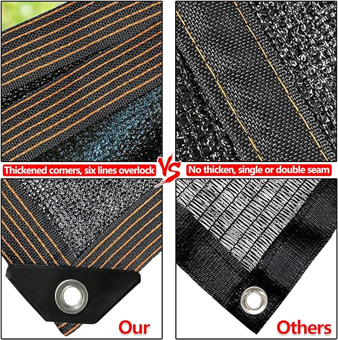 QLOFEI 12x24 FT Shade Cloth with Grommets, 90% Sunblock Outdoor Patio Mesh Tarp, Easier to Hang Neting Cover for Garden Greenhouse Pergola Lawn Kennel Pool Chicken Coop Shade Sail