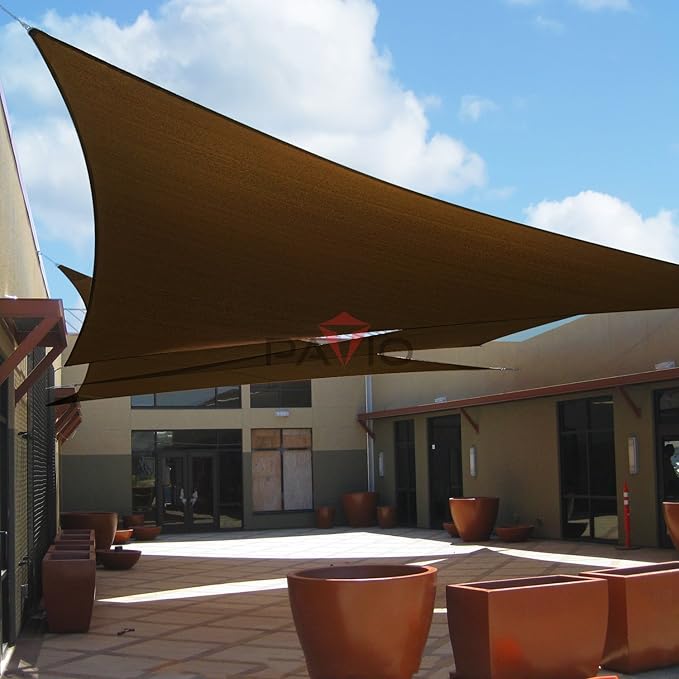 Patio Paradise 9' x 9' x 8'10" Sun Shade Sail Triangle Canopy, Permeable Shade Cloth Fabric Sunlight Block Patio Cover HDPE Deck Awning for Outdoor Backyard Pergolas Roof Shading, Brown