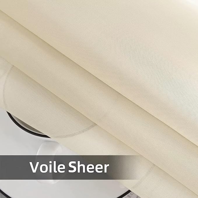 SpaceDresser Waterproof Outdoor Sheer Curtains for Patio - 2 Panels Rod Pocket Indoor Voile Sheer Curtain for Living Room,100W x 108L inch, Ivory