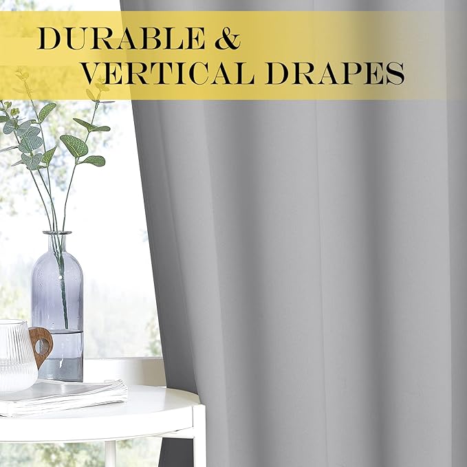 NICETOWN Room Darkening Curtain for Living Room - Energy Saving Thermal Insulated Grommet Room Darkening Curtain/Drape for Bedroom (1 Panel, 46 by 72, Silver Grey)