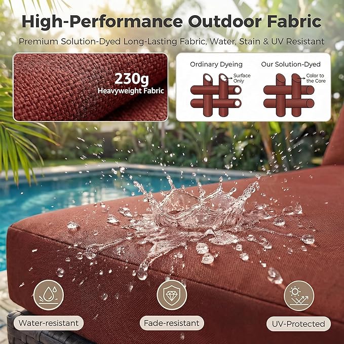 NICESOUL 13 Piece Outdoor Furniture with Fire Pit, Luxurious Wicker Patio Sectional with Fire Pit & Chaise Lounge, 500 lbs Heavy Duty 10-Person Deep Wide Couch Set for Deck, Lawn, Grey & Burgundy