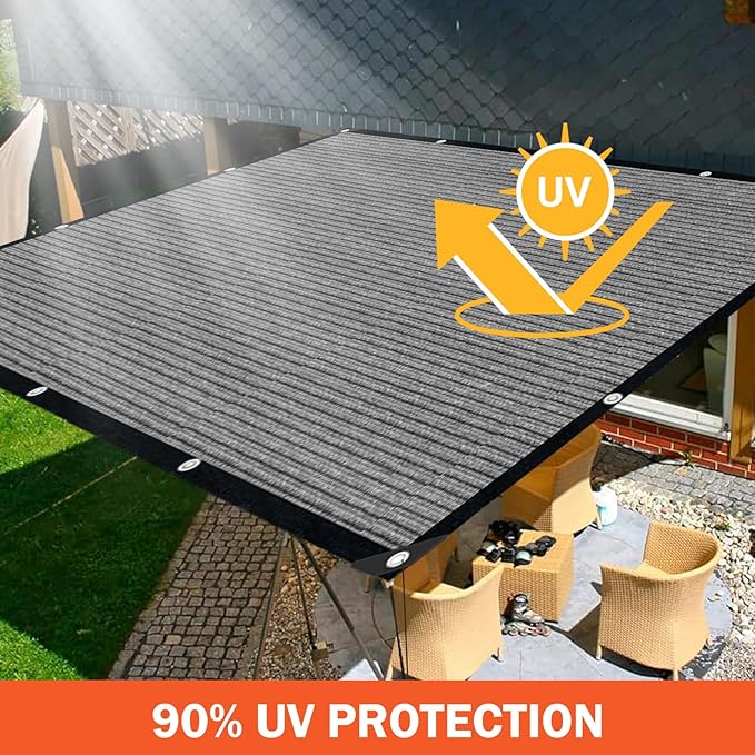 Grey Sun Shade Cloth,Pergola Shade Cover with Reinforced Grommets,90% Shade Fabric Fence Privacy Screen Balcony,Pergola Shade Cover Canopy Garden Carport Porch Deck Patio,4x6FT