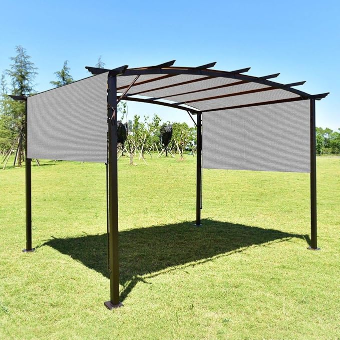 Eden's Decor Straight Flat-Edged Sun Shade Sail Rectangular 7' x 20' Grey UV-Blocking Outdoor Canopy Fabric Cloth Awning for Pergola Patio Garden Backyard Custom Size
