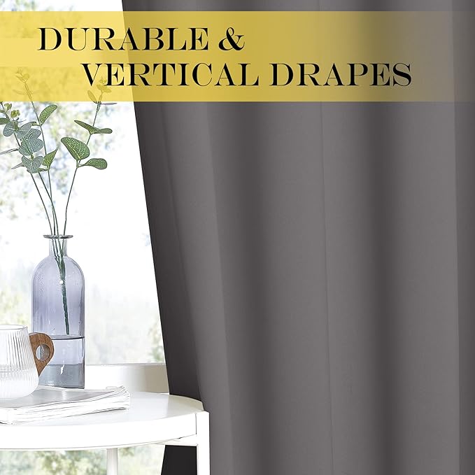 NICETOWN Blackout 118 inch Long Curtain for Living Room, Grommet Room Divider Sound Reducing Window Treatment for Sliding Glass Door/Bedroom, Gray, W66 x L118, 1 Panel