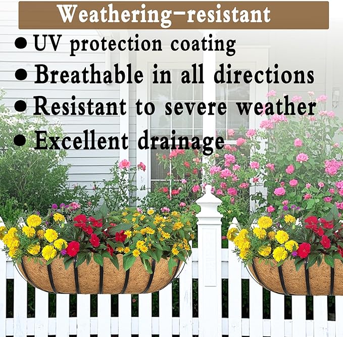 2pack 30-inch Window Sill Window Railing Planters with Cocoa Liner for Outdoor Balconies, Porches, Fences, Patio Railings