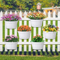 Layhit 6 Pcs Wall Hanging Planters Outdoor Pot Planter Wine Barrel Planter Distressed Oak Thickened Plastic Water Storage Flower Pots for Flower Indoor Outdoor(10 Inches,White)